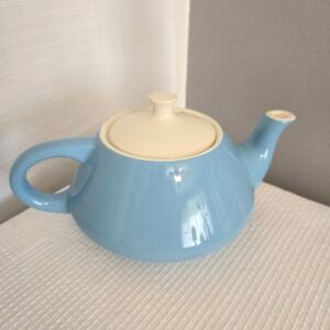 Vtg Blue Heaven Teapot Ironstone Retro Kitchen Turquiose Tea Party Decor
